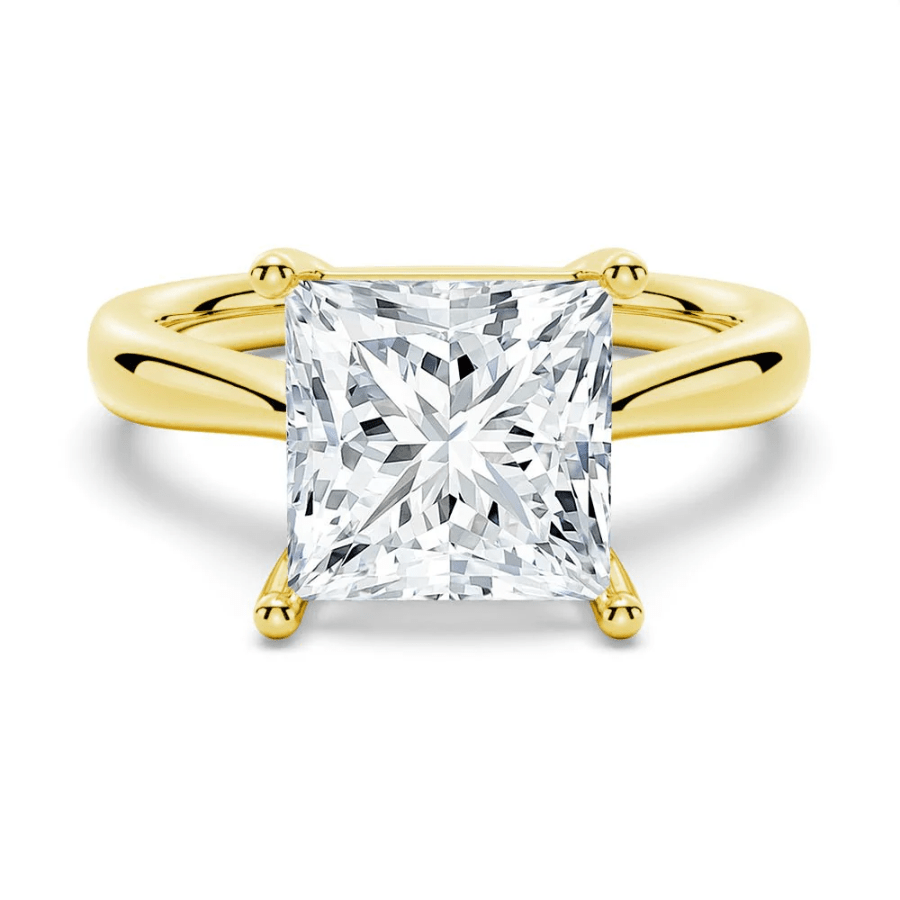 Dainty Princess Cut Solitaire Moissanite Engagement Ring - Novelle Vow