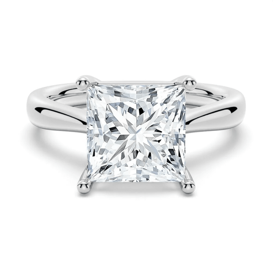 Dainty Princess Cut Solitaire Moissanite Engagement Ring - Novelle Vow