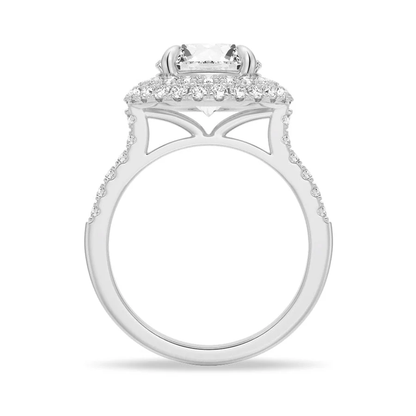 Double Halo Pavé Round Moissanite Engagement Ring