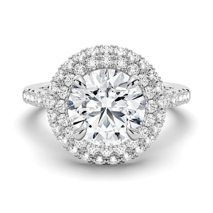 NOVELLE VOW white gold double halo round moissanite engagement ring top view