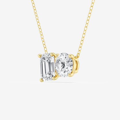 East-West Two-Stone Moissanite Pendant Necklace