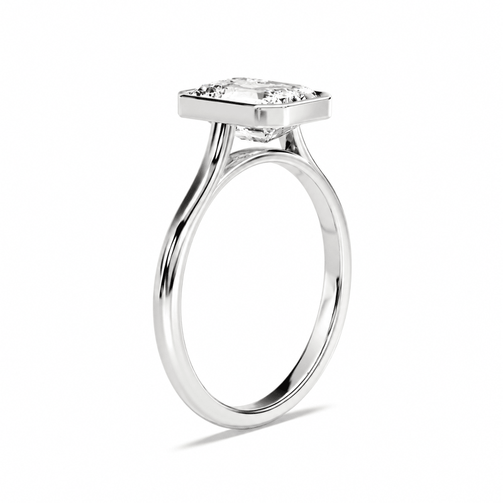 Emerald-Cut Moissanite Bezel Set Solitaire Engagement Ring - Novelle Vow