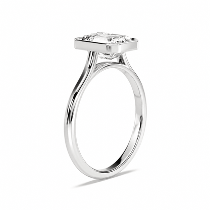 Emerald-Cut Moissanite Bezel Set Solitaire Engagement Ring - Novelle Vow
