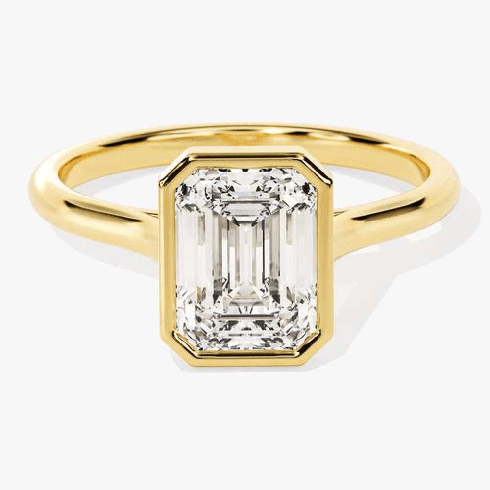 Emerald-Cut Moissanite Bezel Set Solitaire Engagement Ring - Novelle Vow