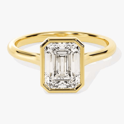Emerald-Cut Moissanite Bezel Set Solitaire Engagement Ring - Novelle Vow