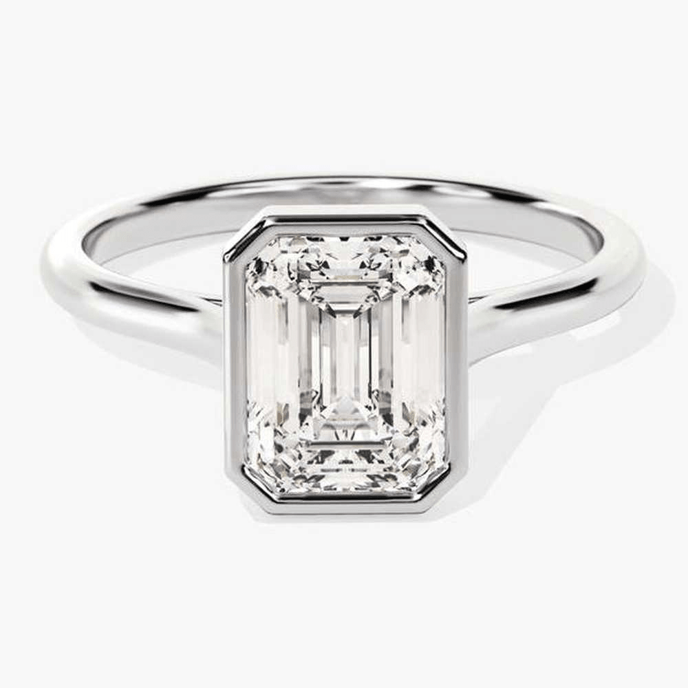 Emerald-Cut Moissanite Bezel Set Solitaire Engagement Ring - Novelle Vow