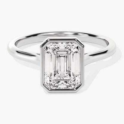 Emerald-Cut Moissanite Bezel Set Solitaire Engagement Ring - Novelle Vow