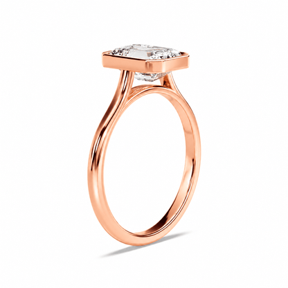 Emerald-Cut Moissanite Bezel Set Solitaire Engagement Ring - Novelle Vow