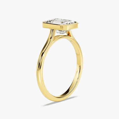 Emerald-Cut Moissanite Bezel Set Solitaire Engagement Ring - Novelle Vow