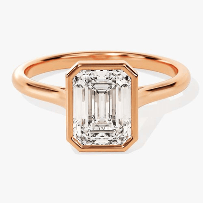 Emerald-Cut Moissanite Bezel Set Solitaire Engagement Ring - Novelle Vow