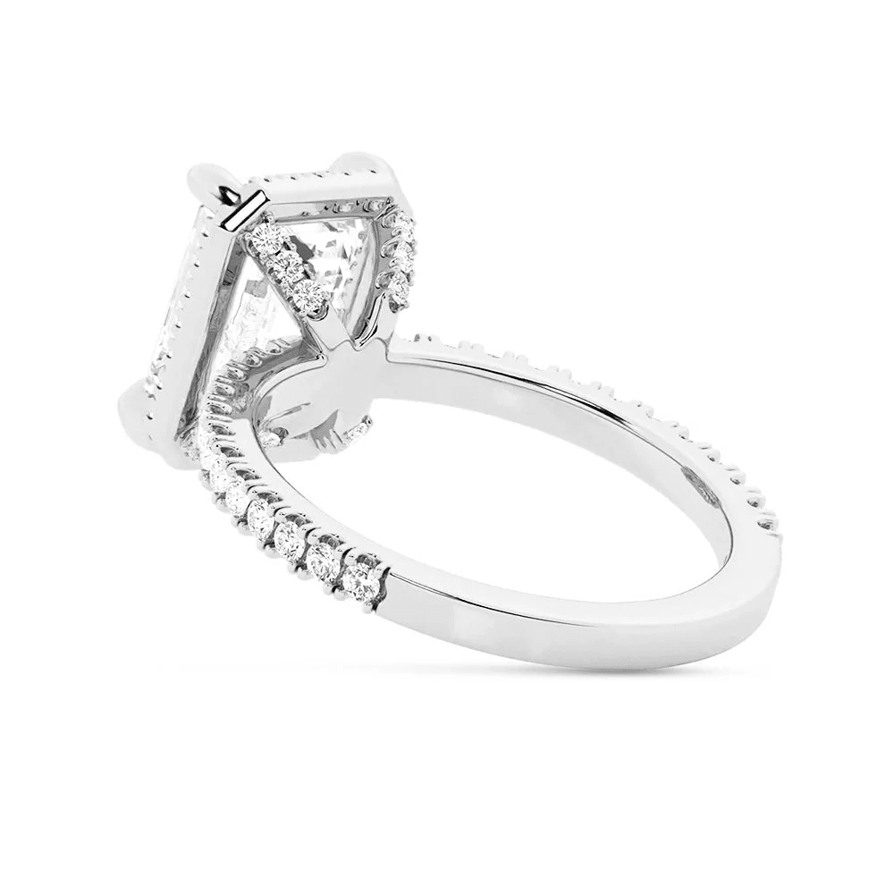 Emerald-Cut Moissanite Engagement Ring with Hidden Halo - Novelle Vow