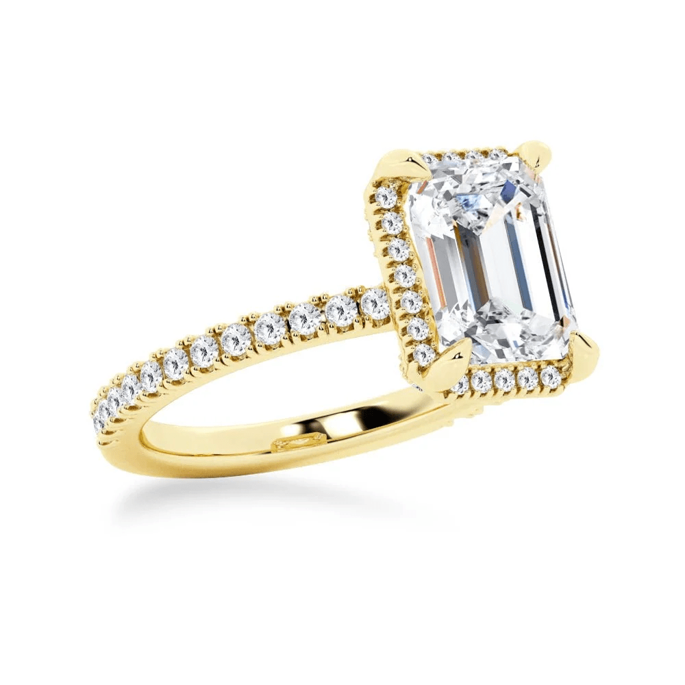 Emerald-Cut Moissanite Engagement Ring with Hidden Halo - Novelle Vow