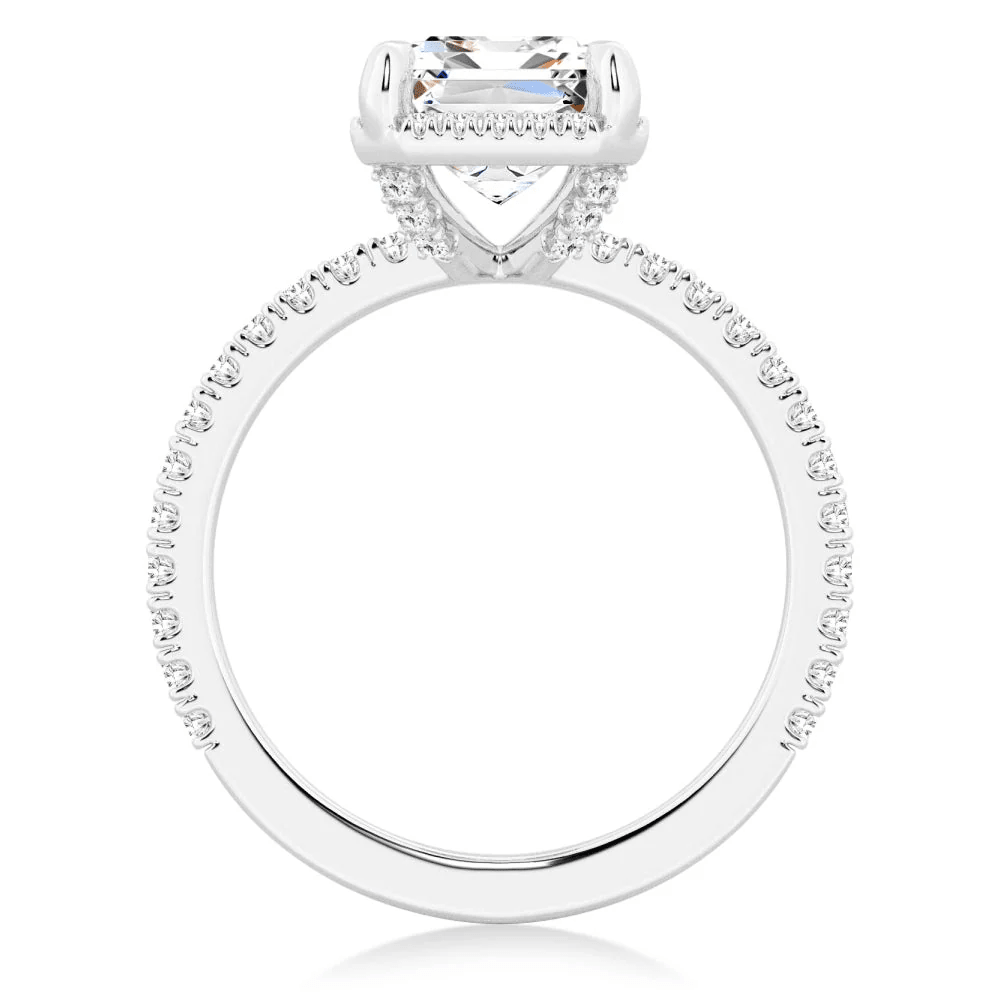 Emerald-Cut Moissanite Engagement Ring with Hidden Halo - Novelle Vow