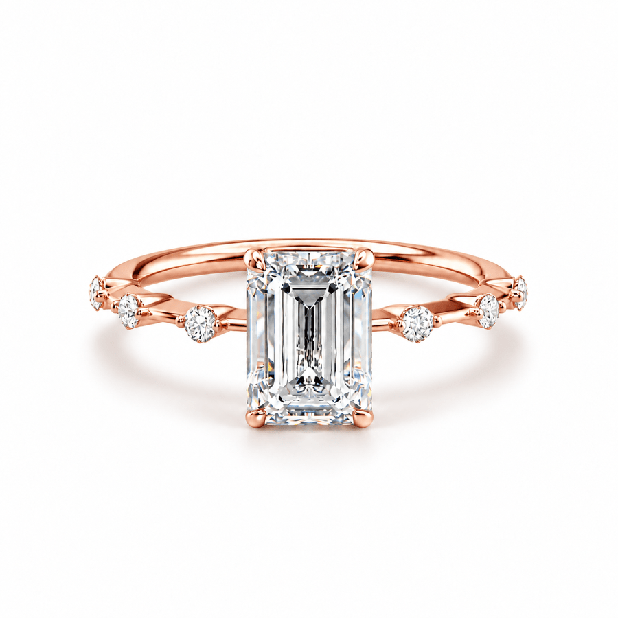 Emerald-Cut Moissanite Engagement Ring with Hidden Halo - Novelle Vow