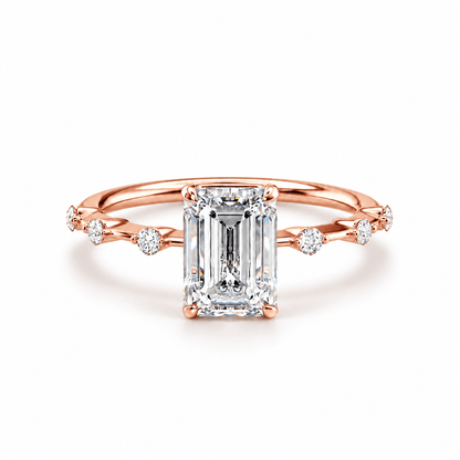 Emerald-Cut Moissanite Engagement Ring with Hidden Halo - Novelle Vow