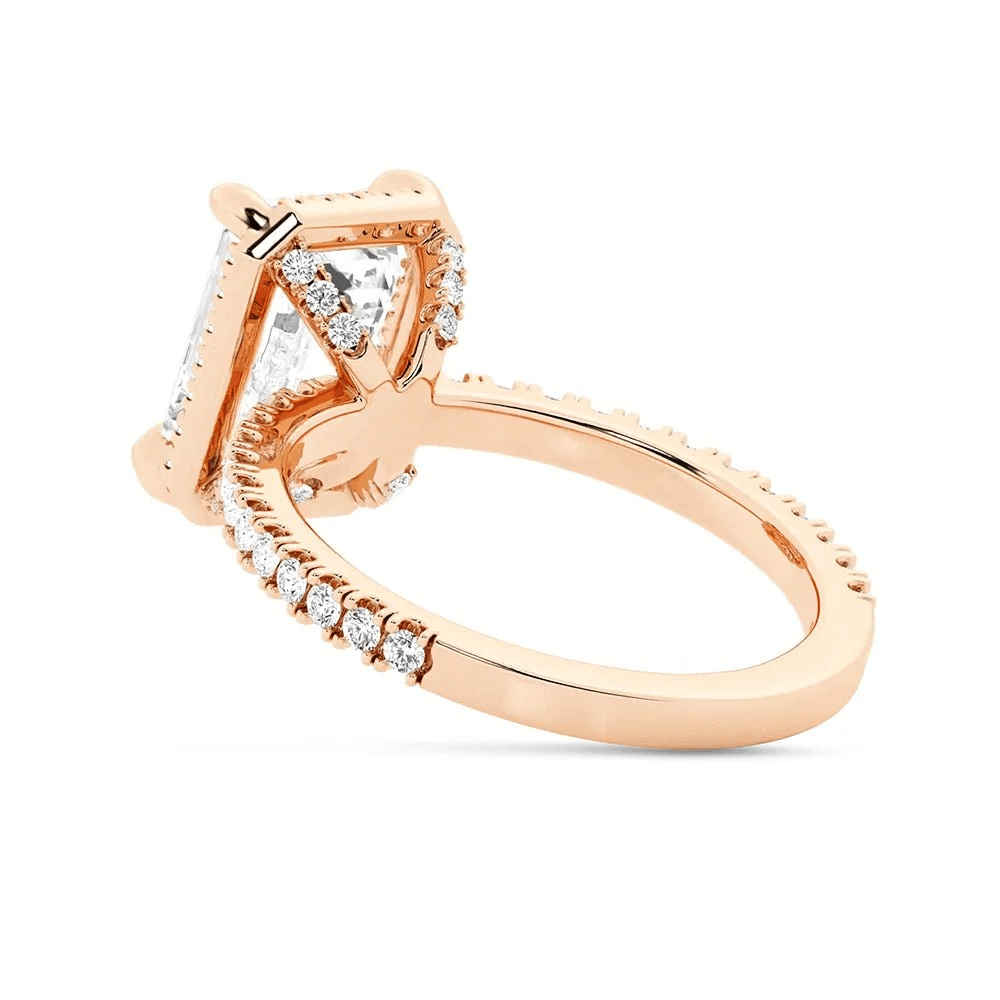 Emerald-Cut Moissanite Engagement Ring with Hidden Halo - Novelle Vow