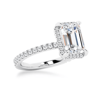 Emerald-Cut Moissanite Engagement Ring with Hidden Halo - Novelle Vow