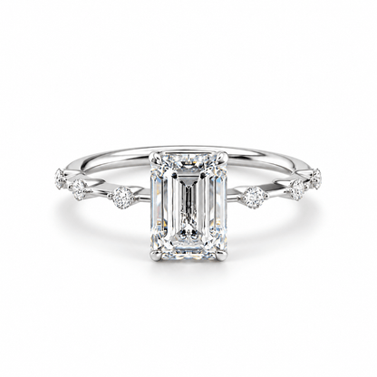 Emerald-Cut Moissanite Engagement Ring with Hidden Halo - Novelle Vow