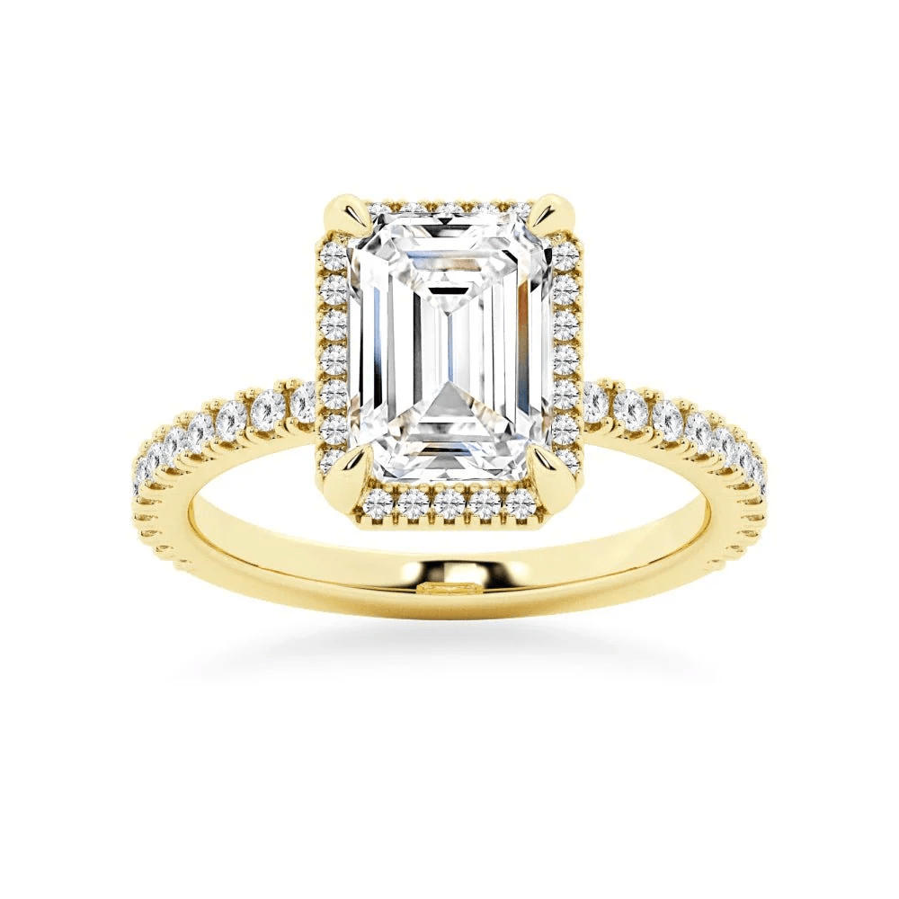 Emerald-Cut Moissanite Engagement Ring with Hidden Halo - Novelle Vow