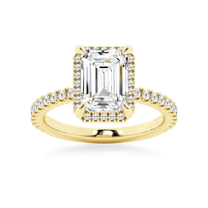 Emerald-Cut Moissanite Engagement Ring with Hidden Halo - Novelle Vow