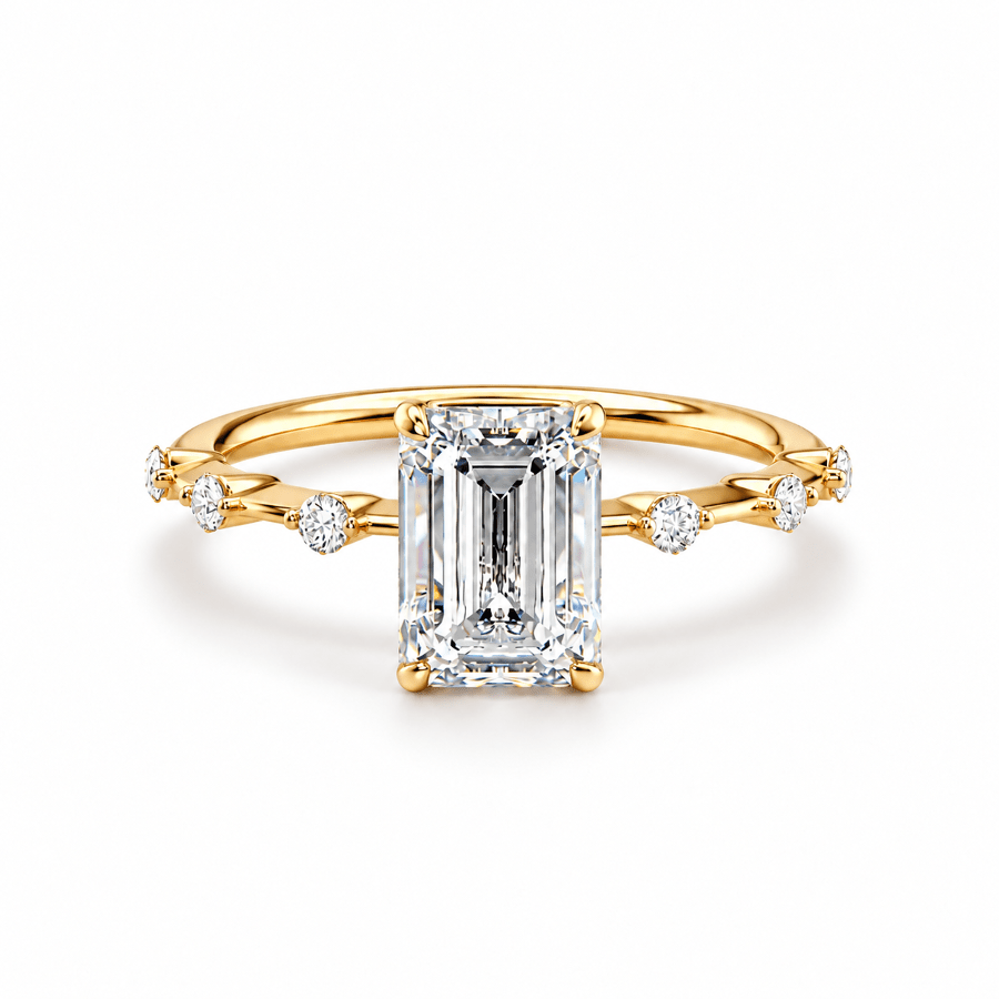 Emerald-Cut Moissanite Engagement Ring with Hidden Halo - Novelle Vow