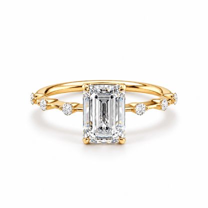 Emerald-Cut Moissanite Engagement Ring with Hidden Halo - Novelle Vow