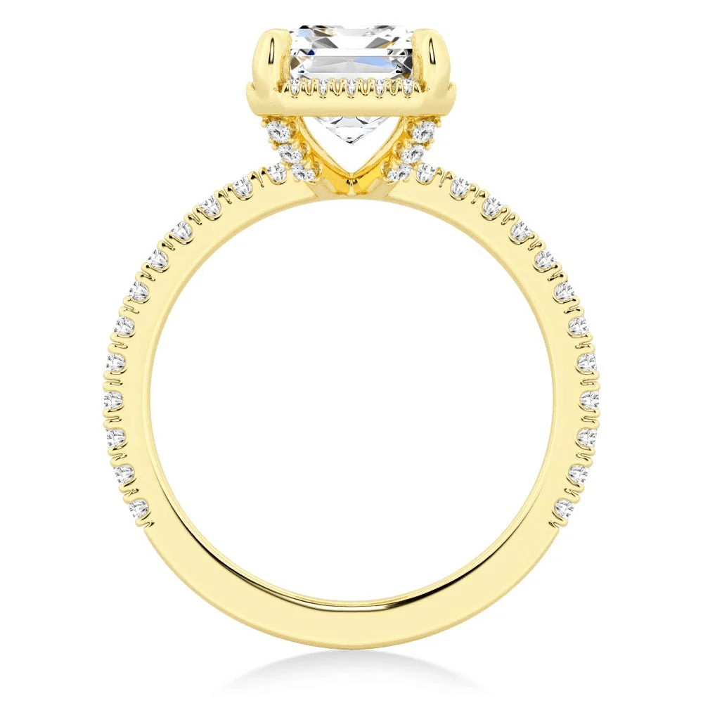 Emerald-Cut Moissanite Engagement Ring with Hidden Halo - Novelle Vow