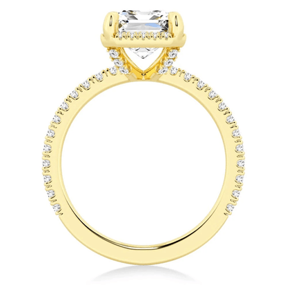Emerald-Cut Moissanite Engagement Ring with Hidden Halo - Novelle Vow