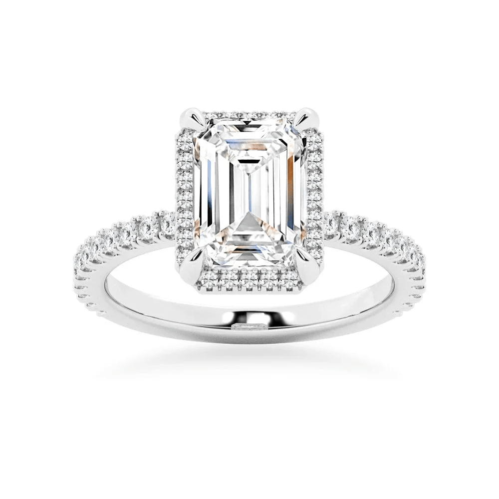 Emerald-Cut Moissanite Engagement Ring with Hidden Halo - Novelle Vow