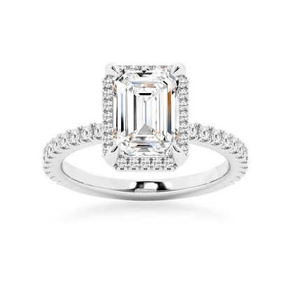 Emerald-Cut Moissanite Engagement Ring with Hidden Halo - Novelle Vow