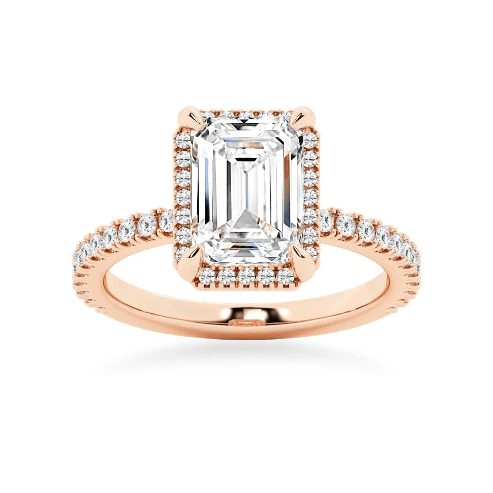 Emerald-Cut Moissanite Engagement Ring with Hidden Halo - Novelle Vow
