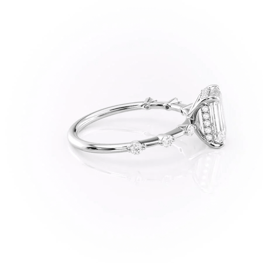 Emerald-Cut Moissanite Engagement Ring with Hidden Halo - Novelle Vow