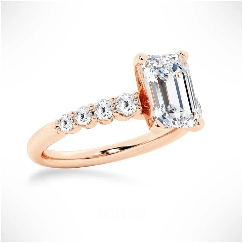 Emerald-Cut Moissanite Engagement Ring with Shared-Prong Band - Novelle Vow