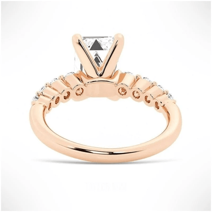 Emerald-Cut Moissanite Engagement Ring with Shared-Prong Band - Novelle Vow