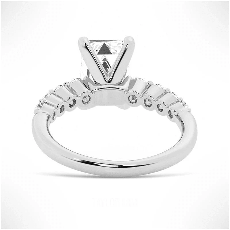 Emerald-Cut Moissanite Engagement Ring with Shared-Prong Band - Novelle Vow