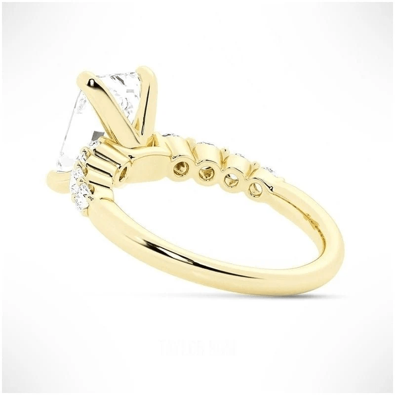 Emerald-Cut Moissanite Engagement Ring with Shared-Prong Band - Novelle Vow