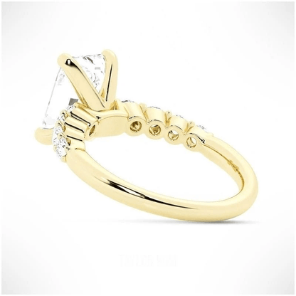 Emerald-Cut Moissanite Engagement Ring with Shared-Prong Band - Novelle Vow