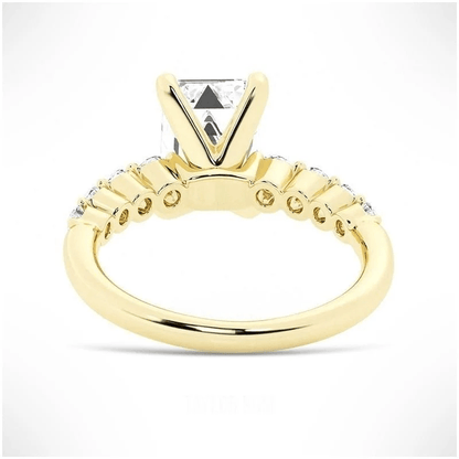 Emerald-Cut Moissanite Engagement Ring with Shared-Prong Band - Novelle Vow