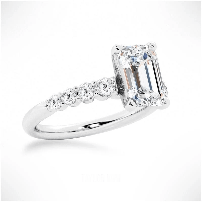 Emerald-Cut Moissanite Engagement Ring with Shared-Prong Band - Novelle Vow