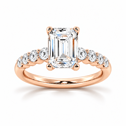 Emerald-Cut Moissanite Engagement Ring with Shared-Prong Band - Novelle Vow
