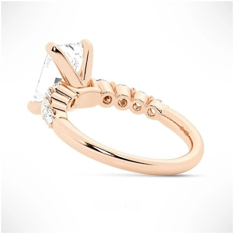Emerald-Cut Moissanite Engagement Ring with Shared-Prong Band - Novelle Vow