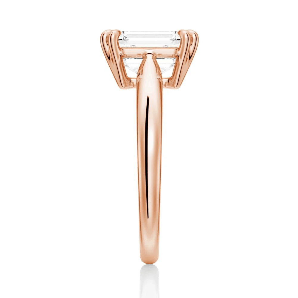 Emerald-Cut Moissanite Solitaire Engagement Ring with Double Claw Prongs - Novelle Vow