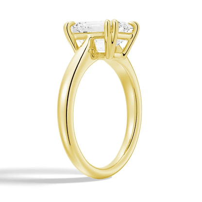 Emerald-Cut Moissanite Solitaire Engagement Ring with Double Claw Prongs - Novelle Vow