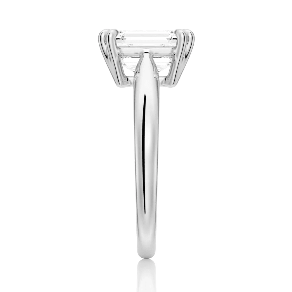 Emerald-Cut Moissanite Solitaire Engagement Ring with Double Claw Prongs - Novelle Vow