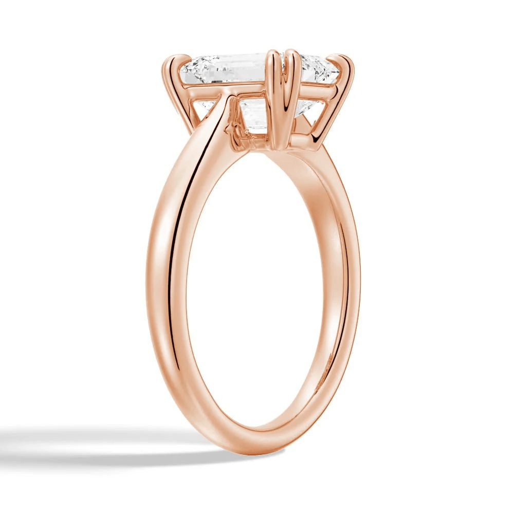 Emerald-Cut Moissanite Solitaire Engagement Ring with Double Claw Prongs - Novelle Vow