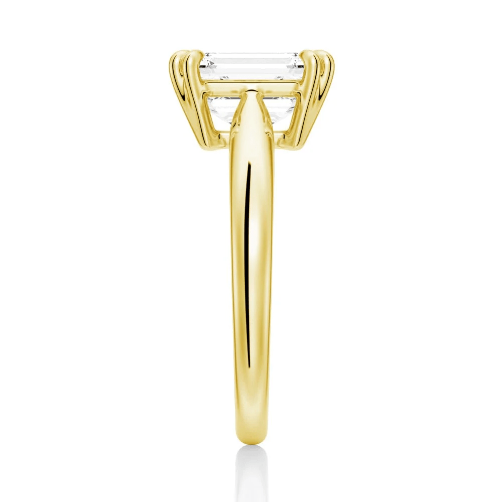 Emerald-Cut Moissanite Solitaire Engagement Ring with Double Claw Prongs - Novelle Vow