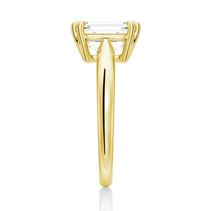 Emerald-Cut Moissanite Solitaire Engagement Ring with Double Claw Prongs - Novelle Vow