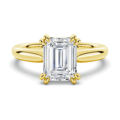 Emerald-Cut Moissanite Solitaire Engagement Ring with Double Claw Prongs - Novelle Vow