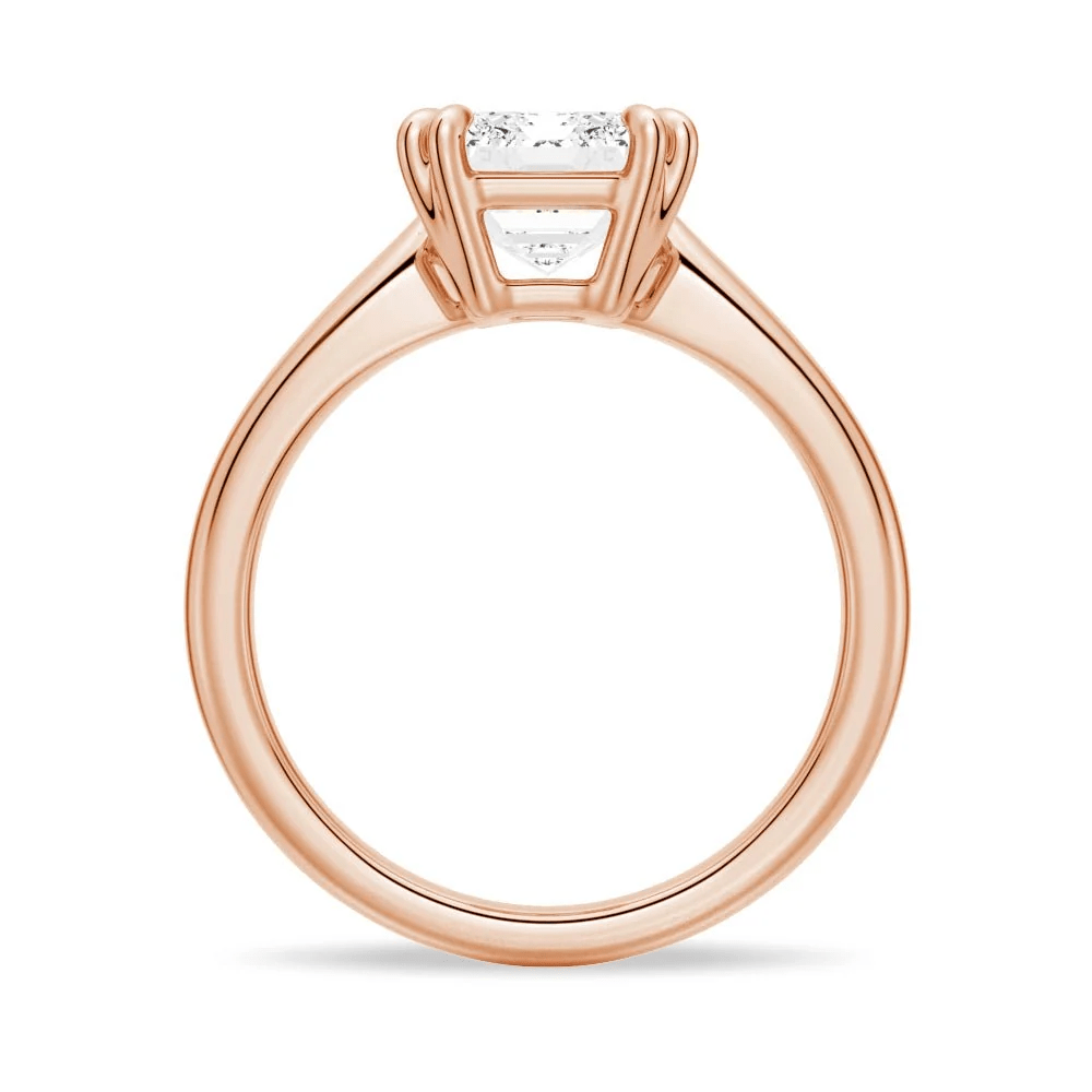 Emerald-Cut Moissanite Solitaire Engagement Ring with Double Claw Prongs - Novelle Vow