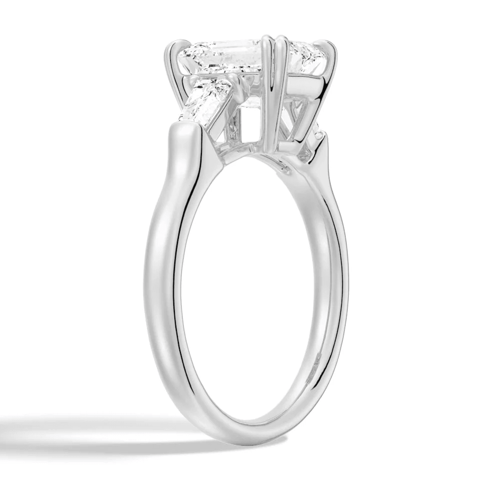 Emerald-Cut Moissanite Three-Stone Engagement Ring - Novelle Vow